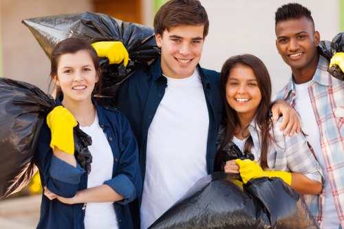 Various types of construction waste including metal and wood