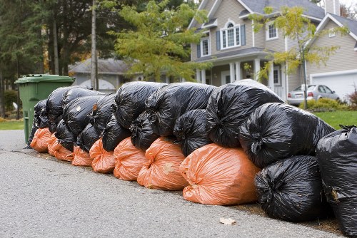 Recycling and donation bins during house clearance
