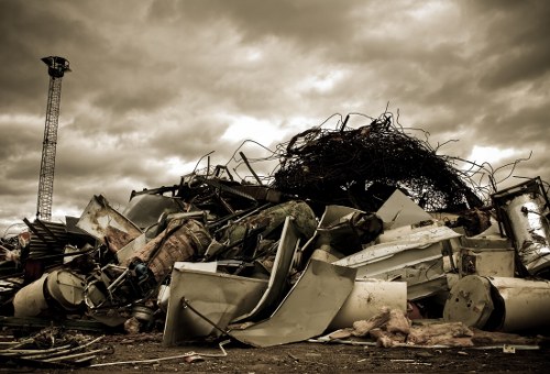 Skip placement in a garden for waste disposal